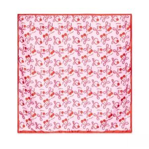 Steve Madden Pink Cherry Bow Bandana Scarf Silk Satin Accessory
